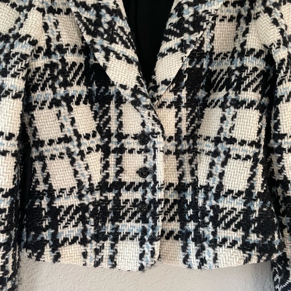 Vintage Kay Unger Wool Boucle Plaid Cropped Blazer - Picture 6 of 9